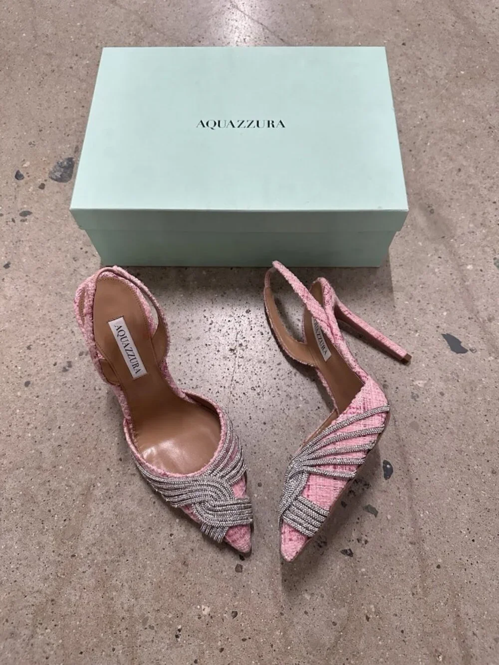 Aquazzura Gatsby 105 Slingback Pump Heels Macaron Pink - Picture 1 of 8